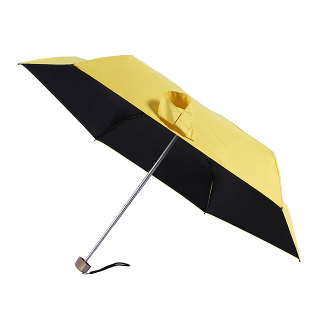 雨傘工廠定制超輕210D全遮光黑膠五折傘