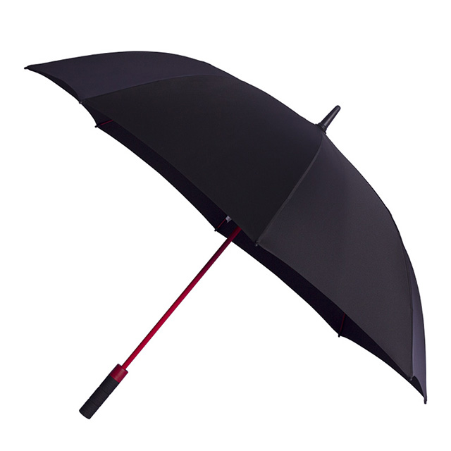 深圳市精銘鑫雨傘制品有限公司-27寸紅色傘骨全纖維高爾夫傘輪胎直手柄廣告傘
